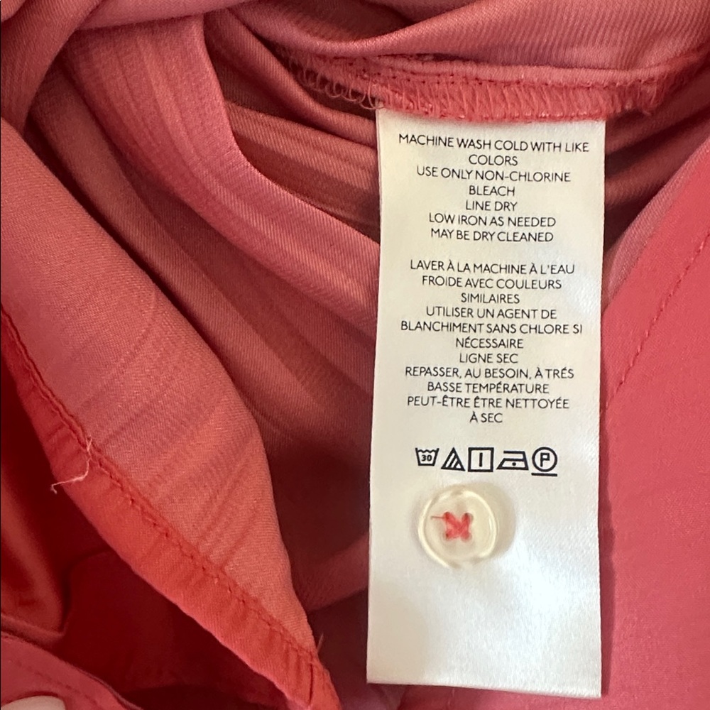 Anthropologie Women’s Relaxed Buttondown Shirt Coral Rose Sz Medium Chic Office - Picture 9 of 10